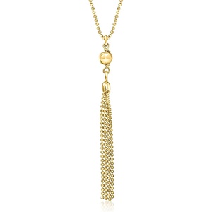 image:imagePure Collection by RossSimons Italian 18kt Gold Over Sterling Bead and Tassel Necklace 16 inches