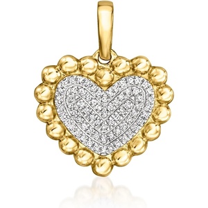 image:imageRossSimons 010 ct tw Diamond Beaded Heart Pendant in 14kt Yellow Gold
