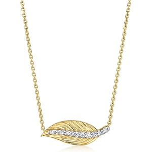 image:imageRossSimons 015 ct tw Diamond Leaf Necklace in 18kt Gold Over Sterling 18 inches