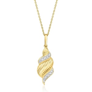 image:imageRossSimons 015 ct tw Diamond Spiral Pendant Necklace in 18kt Gold Over Sterling 16 inches