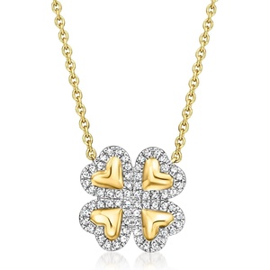 image:imageRossSimons 020 ct tw Diamond Clover Necklace in 18kt Gold Over SterlingDiamond