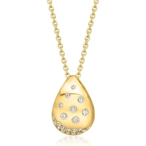 image:imageRossSimons 020 ct tw ScatteredDiamond Teardrop Necklace in 18kt Gold Over Sterling 18 inches