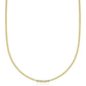 image:imageRossSimons 025 ct tw BezelSet LabGrown Diamond and 18kt Gold Over Sterling Beaded Necklace 18 inches