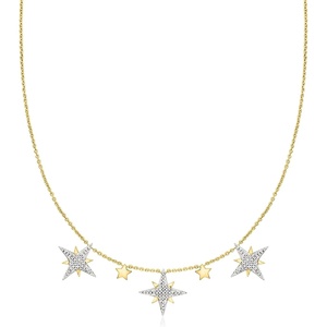 image:imageRossSimons 031 ct tw Diamond Starburst Drop Necklace in 18kt Gold Over Sterling 18 inches