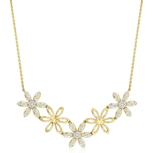 image:imageRossSimons 075 ct tw Diamond Flower Necklace in 18kt Gold Over SterlingDiamond