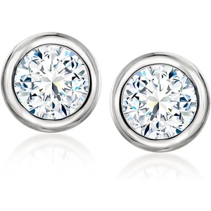 image:imageRossSimons 100 ct tw BezelSet CZ Stud Earrings in Sterling Silver