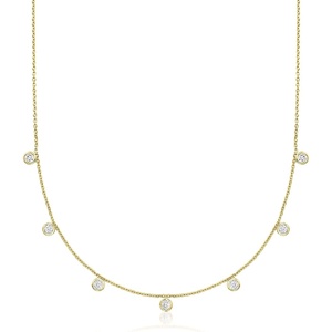 image:imageRossSimons 100 ct tw BezelSet Diamond Drop Station Necklace in 14kt Yellow GoldDiamond