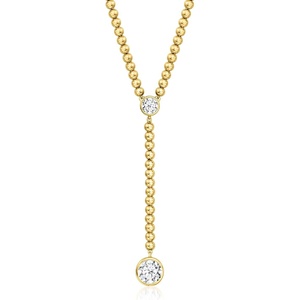 image:imageRossSimons 100 ct tw BezelSet LabGrown Diamond and 18kt Gold Over Sterling Beaded YNecklace 18 inches