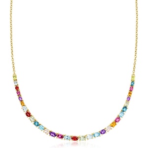 image:imageRossSimons 1090 ct tw MultiGemstone Necklace in 18kt Gold Over Sterling 18 inches