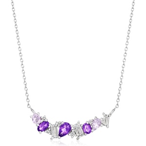 image:imageRossSimons 110 ct tw Amethyst and 62 ct tw LabGrown Diamond Necklace in Sterling Silver 18 inches