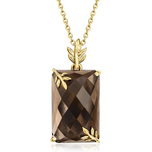 image:imageRossSimons 1300 Carat Smoky Quartz Leaf Pendant Necklace in 18kt Gold Over Sterling 18 inches