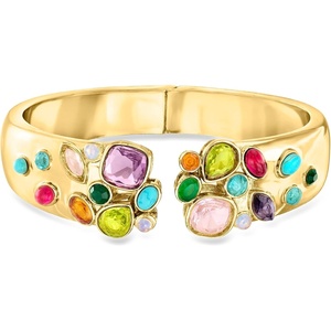 image:imageRossSimons 14kt Yellow GoldPlated Cuff Bracelet With Simulated Multicolored Gemstonesno gemstone