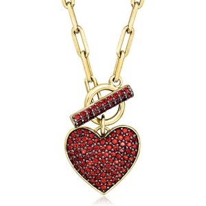 image:imageRossSimons 180 ct tw Garnet Heart Toggle Necklace in 18kt Gold Over SterlingGarnet