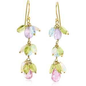 image:imageRossSimons 2350 ct tw MultiGemstone Bead Drop Earrings With Opals and 5mm Cultured Pearls in 18kt Gold Over Sterling