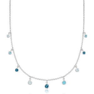 image:imageRossSimons 280 ct tw BezelSet Tonal Blue Topaz Station Necklace in Sterling Silver 18 inches