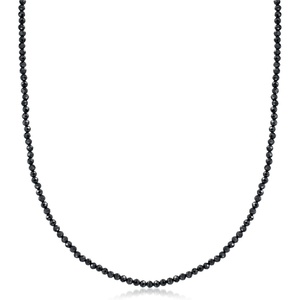 image:imageRossSimons 3000 ct tw Black Spinel Bead Necklace With 18kt Gold Over Sterling 18 inches