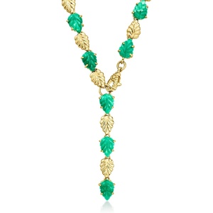 image:imageRossSimons 4500 ct tw Emerald Leaf YNecklace in 18kt Gold Over SterlingEmerald