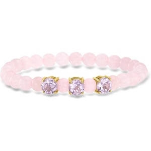 image:imageRossSimons 4500 ct tw Rose Quartz Bead Stretch Bracelet With 350 ct tw Amethysts in 18kt Gold Over SterlingAmethyst