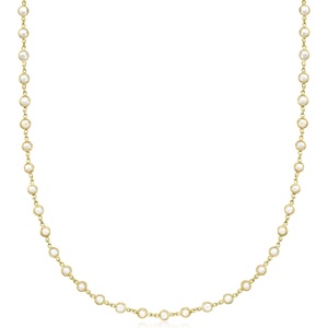 image:imageRossSimons 4mm Cultured Pearl Station Necklace in 18kt Gold Over Sterling18 Inches