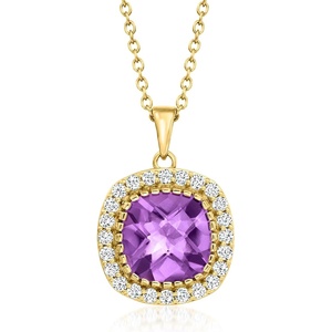 image:imageRossSimons 550 Carat Amethyst and 110 ct tw White Topaz Pendant Necklace in 18kt Gold Over Sterling 18 inches