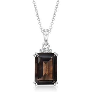 image:imageRossSimons 675 Carat Smoky Quartz Pendant Necklace With White Zircons in Sterling SilverQuartz