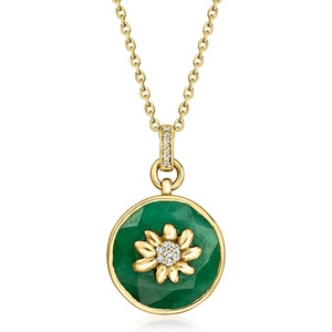 image:imageRossSimons 725 Carat Emerald Floral Pendant Necklace With Diamonds in 18kt Gold Over Sterling 18 inches