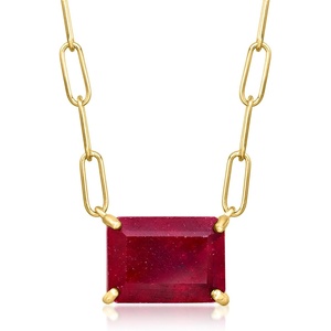 image:imageRossSimons 900 Carat Ruby Paper Clip Link Necklace in 18kt Gold Over Sterling 18 inches