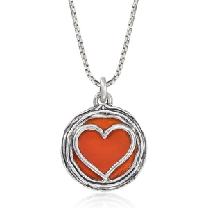 image:imageRossSimons Carnelian Heart Overlay Necklace in Sterling SilverCarnelian