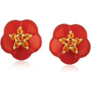image:imageRossSimons Carnelian and 30 ct tw Citrine Flower Earrings in 18kt Gold Over Sterling