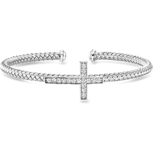 image:imageRossSimons Charles Garnier Grace 50 ct tw CZ Sideways Cross Cuff Bracelet in Sterling Silver 75 inches