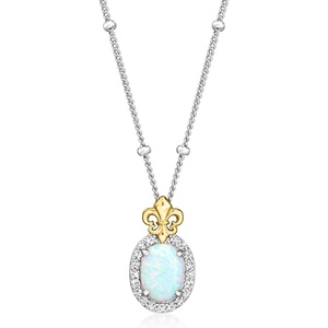 image:imageRossSimons Charles Garnier LOpal LabGrown Opal Necklace With 10 ct tw Czs in Sterling Silver and 18kt Gold Over Sterling 17 inches