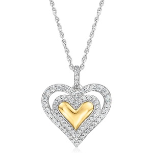 image:imageRossSimons Charles Garnier Serena 50 ct tw CZ Heart Pendant Necklace in Sterling Silver and 18kt Gold Over Sterling 17 inches