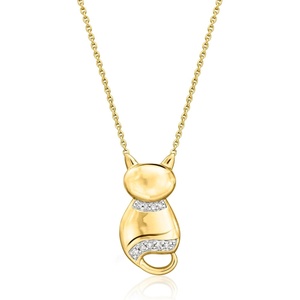 image:imageRossSimons Diamond Cat Necklace in 18kt Gold Over Sterling 18 inches
