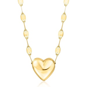 image:imageRossSimons Italian 10kt Yellow Gold Puffed Heart NecklaceNo Gemstone