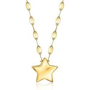 image:imageRossSimons Italian 10kt Yellow Gold Puffed Star NecklaceNo Gemstone