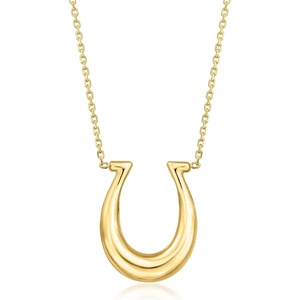 image:imageRossSimons Italian 14kt Yellow Gold Horseshoe NecklaceNo Gemstone