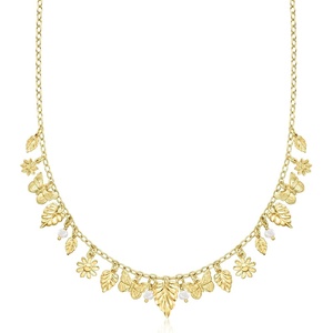 image:imageRossSimons Italian 18kt Gold Over Sterling SpringInspired Charm Necklace With 354mm Cultured Pearls 18 inches