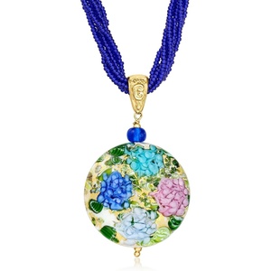image:imageRossSimons Italian Multicolored Murano Glass Hydrangea Pendant MultiStrand Necklace in 18kt Gold Over SterlingNo Gemstone