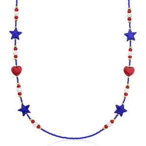 image:imageRossSimons Italian Red and Blue Murano Glass Patriotic Bead and 657mm Cultured Pearl Necklace With 18kt Gold Over Sterling 24 inches