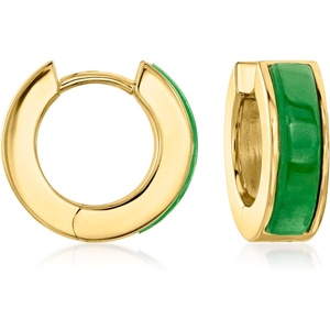 image:imageRossSimons Jade and 18kt Gold Over Sterling Reversible Huggie Hoop Earrings