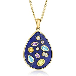 image:imageRossSimons Lapis and 99 ct tw MultiGemstone Pendant Necklace in 18kt Gold Over Sterling 18 inches