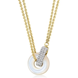 image:imageRossSimons MotherOfPearl Circle Necklace With 10 ct tw LabGrown Diamonds in 18kt Gold Over SterlingDiamond