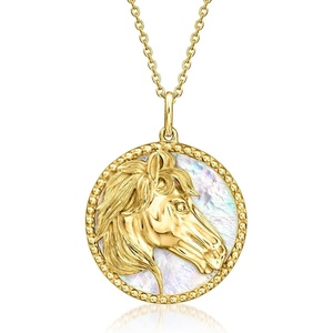 image:imageRossSimons MotherOfPearl Horse Pendant Necklace in 18kt Gold Over Sterling 18 inches
