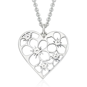 image:imageZina Sterling Silver Flower CutOut Heart Pendant Necklace 18 inches