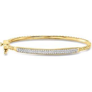 image:imageRossSimons 050 ct tw Diamond and 18kt Gold Over Sterling Beaded Bangle BraceletDiamond