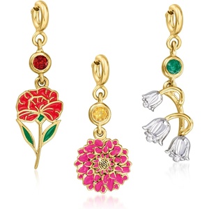 image:imageRossSimons JuneCultured Pearl  Birthstone Rose Charm With Enamel in 18kt Gold Over Sterling