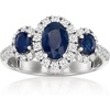image:imageRossSimons 150 ct tw Sapphire 3Stone Ring With 53 ct tw LabGrown Diamonds in PlatinumDiamond