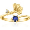 image:imageRossSimons Morning Glory FlowerSeptember Birthstone Ring With 30 Carat LabGrown Sapphire and Single LabGrown Diamond in 18kt Gold Over SterlingCreated Sapphire