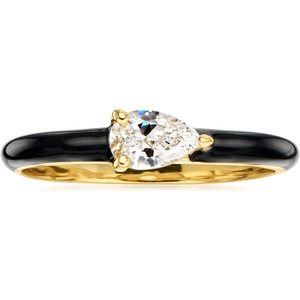 image:imageRossSimons 040 Carat PearShaped CZ and Black Enamel Ring in 18kt Gold Over SterlingCubic Zirconia