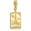 image:imageRossSimons 18kt Gold Over Sterling Reversible Paris Postcard Charm With 20 Carat Rhodolite Garnet Red Enamel and Single Amethyst